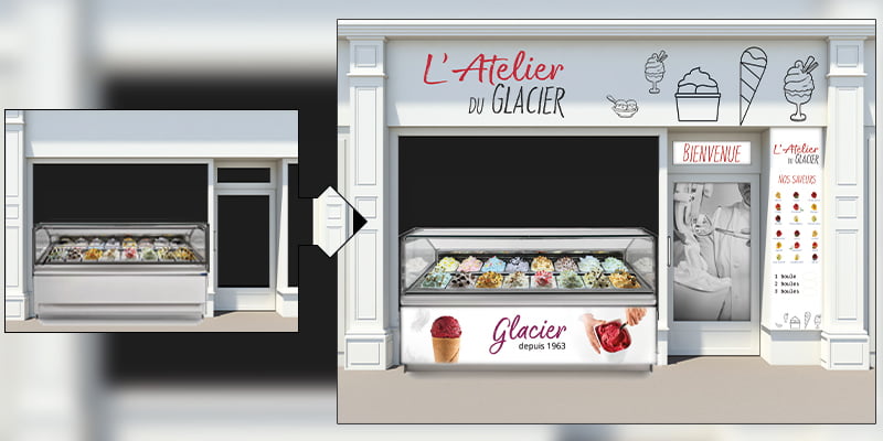 Mettez en valeur votre offre de glaces avec une Publicité sur le Lieu de Vente appropriée