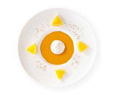 Soupe fraîche de mangue, glace sésame blanc