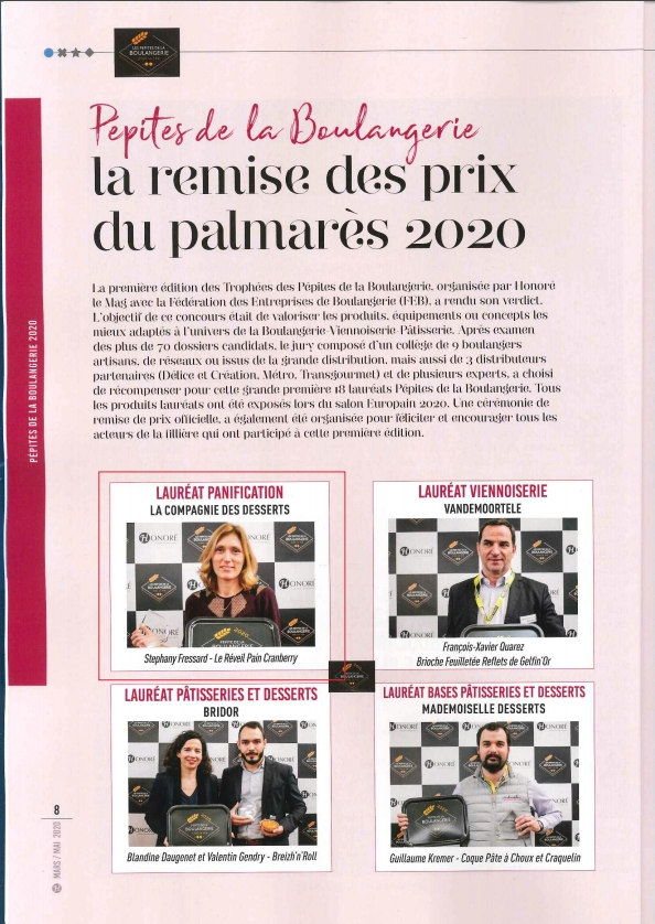 Pépites de la Boulangerie la remise de prix du palmarès 2020