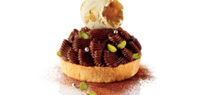 Tarte crème de marron, ganache chocolat et crème glacée Tiramisu