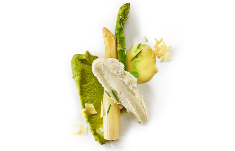 Asperge aux 2 façons et sorbet Huile d'olive d'Oulibo